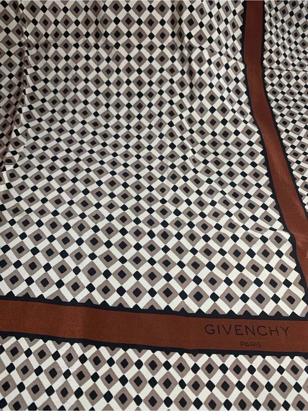 Givenchy Geometric Silk Scarf in Brown, Black & Cream